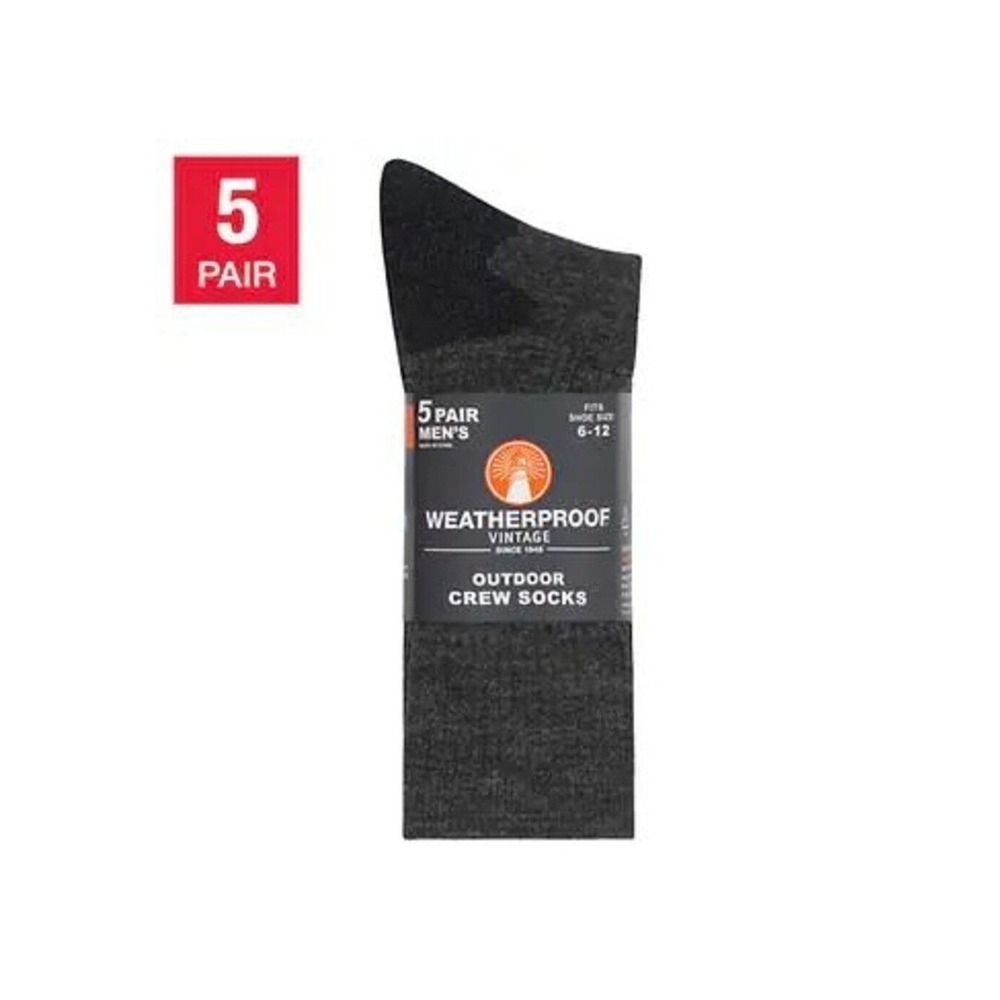 Weatherproof‎ Vintage Men's Outdoor Crew Sock, Multicolored 5 pack New!